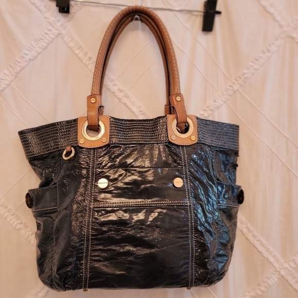 Milly Black Patent Leather Tote Bag - Picture 1 of 5
